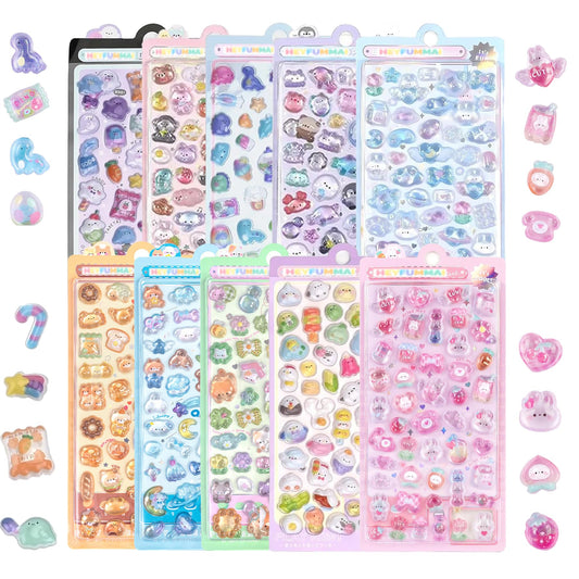 3D Cute Mini Puffy Stickers,10 Sheets 500+Kawaii Air Decorative Stickers HEYFUMMAI for Phone Case Or DIY Planners Notebooks Scrapbooks Handbooks Decoration ﻿