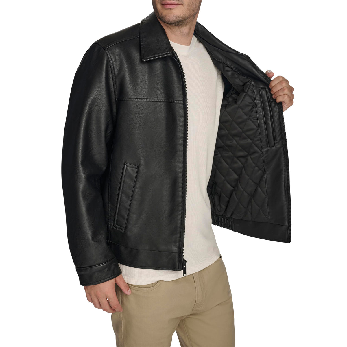 Dockers Men's James Faux Leather Jacket, Black, X-Large