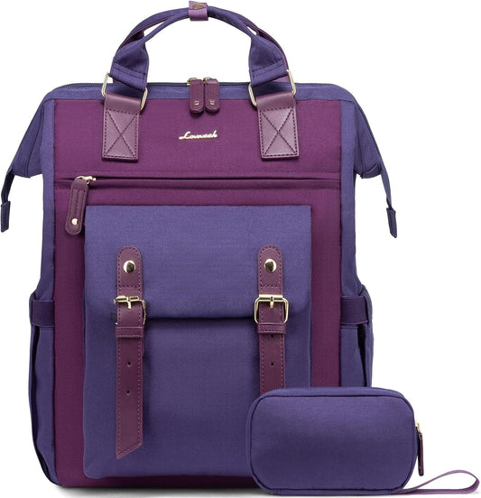 15.6 inch Backpack Backpacks LOVEVOOK Laptop for Women, Teacher Nurse Work Travel Purse,Computer Bag, Purple Blue