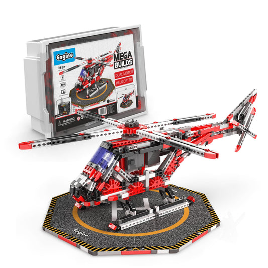 Engino MEGA Builds, Dual Motor Helicopter, Building Kit for Kids 9+, Construction Toys, STEM Project, Engineering Toys, STEM Kit with Motor Included, Creative Fun, Gift for Boys & Girls