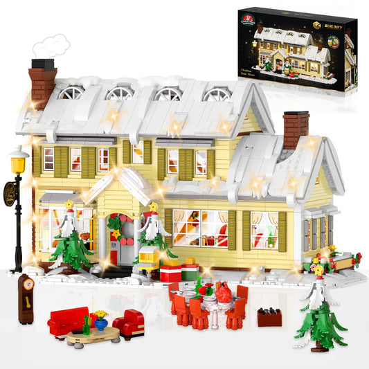 Premium Christmas Holiday House Building Set with LED Light, 2046 PCS DIY Christmas Vacation Snow Village Kit, Collectible Decor for Adults & Family, for Christmas/Birthday Party