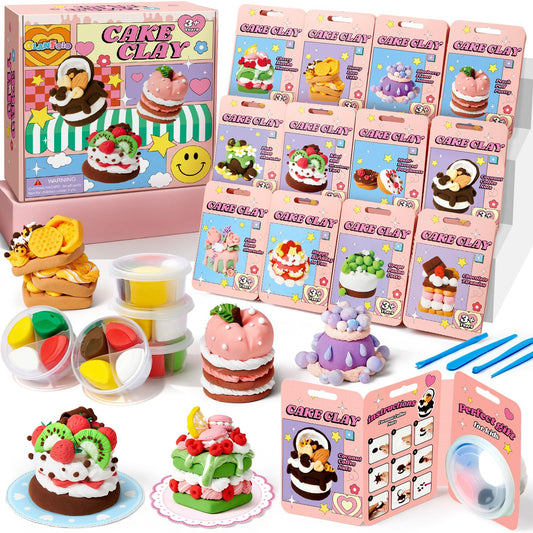 Air Dry Clay for Kids Modeling Clay Kit, 12 Boxes Model Magic Molding Clay with Tools & Tutorial, Non-Sticky, Arts and Crafts for Kid Ages 4-8 8-12 Girl Birthday Gift, Cake Party Favor Classroom Prize
