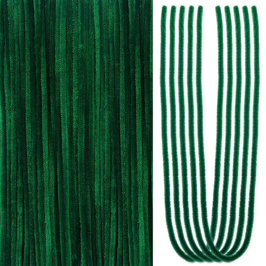 TOAOB 100pcs Long Pipe Cleaners Green Overlength Chenille Stems 24 Inch Fuzzy Sticks Craft Supplies for DIY Art Craft Projects Home Decorations