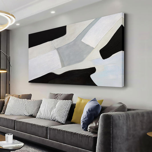 Abstract Art Wall Decor Modern Minimalist Art Wall Decor Black White and Grey Irregular Shape Home Decor Canvas Art Abstract Wall Art Framed Artwork for Living Room Bedroom Office 20"x40"