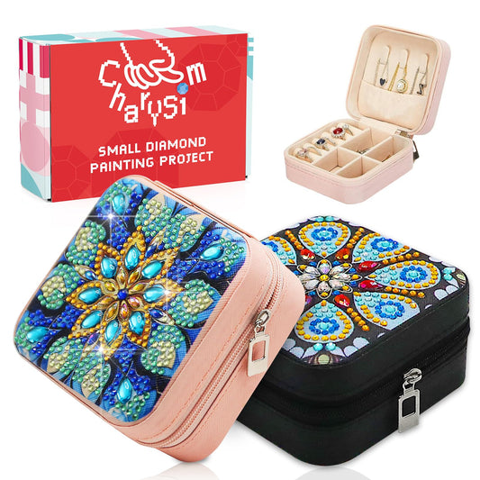 CharySim 2 PC Diamond Art Jewelry Boxes Kits for Adults Diamond Gem Art Kit Paint by Dots Crafts Kits for Birthday Gift Women Relaxing Craft Kit Calming Gift DIY Bedazzling Art (Mandral)