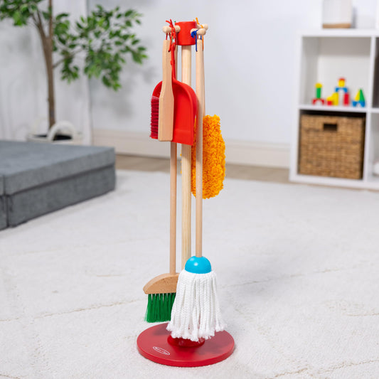Melissa & Doug Dust Sweep Mop, 6-Pc. Toddler Cleaning Set with Kids Broom & Accessories, Preschool Learning Activities & Kids Toys for Girls & Boys 3+