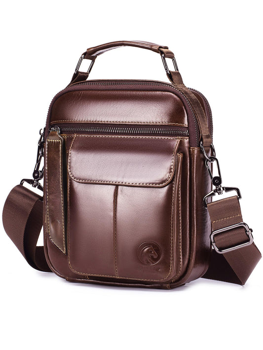 RAINBOW HORSE Men's Vintage Genuine Leather -Durable,Stylish & Practical Crossbody Bag for Daily Essentials