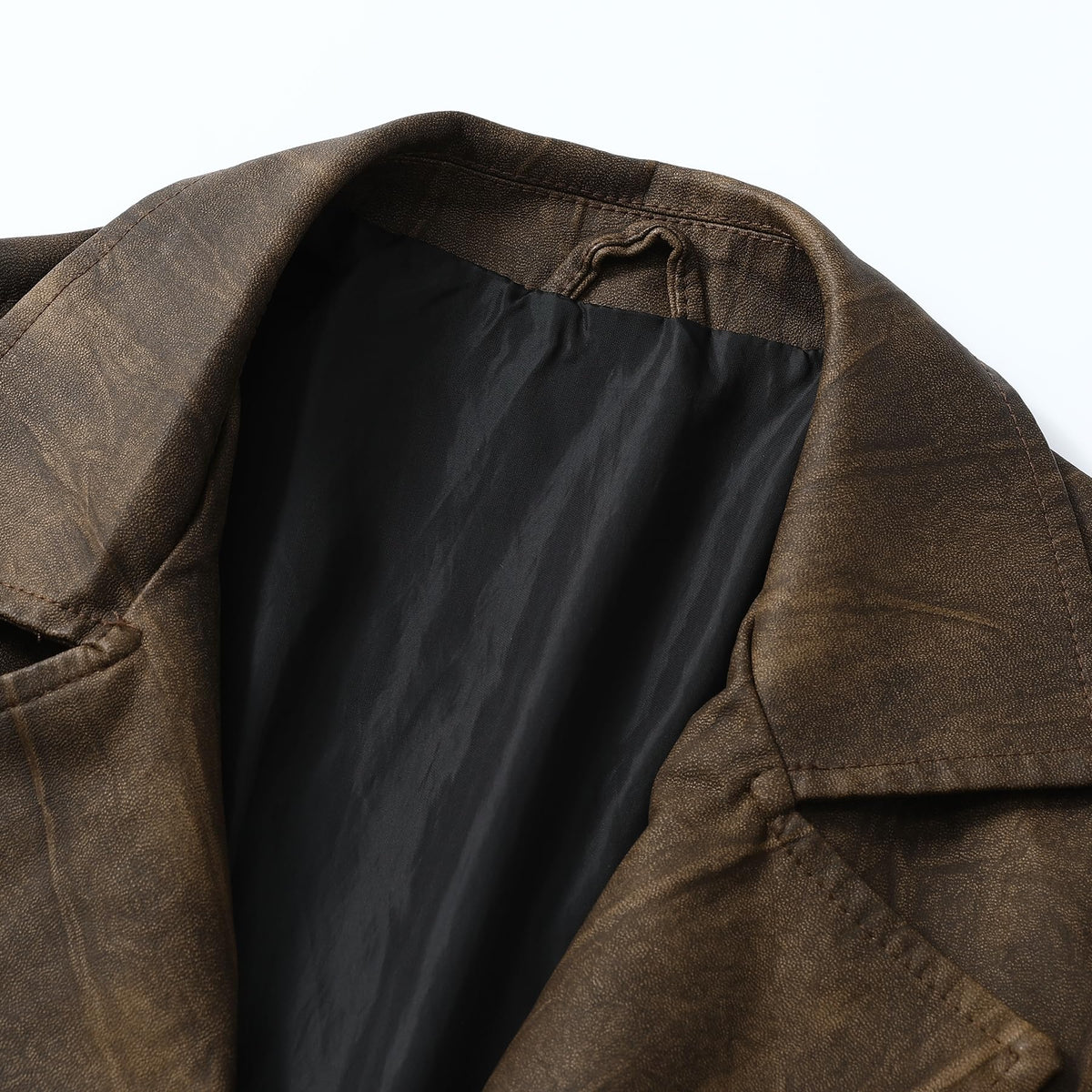 YFFUSHI Men's Vintage Faux Leather Blazer Jacket Brown