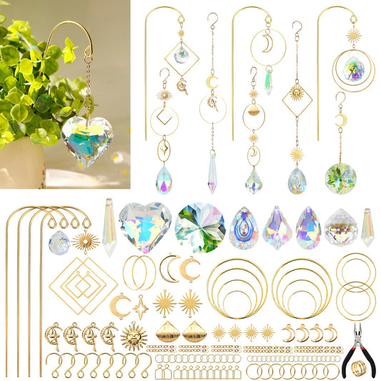 DIY Sun Catcher Kits for Adults, 260 pcs Crystal Suncatchers Making Suppliers for Garden Plant Windows Hanging Art and Crafts for Women Valentines Mother's Day Birthday Gifts Home Decor