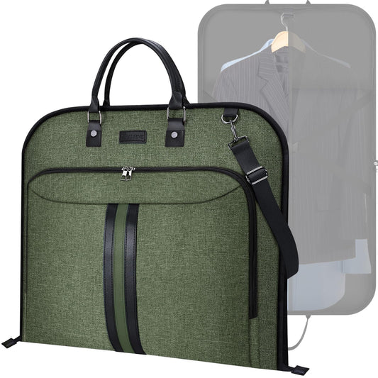 BALEINE Travel Garment Bag, Travel Suit Bag for Men, Water Resistant Carry on Garment Bag for Hanging Clothes, Garment Duffel Bag for Travel Business (Green)
