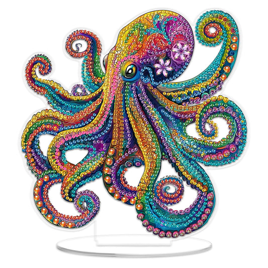 SENQAO Octopus Diamond Art Desktop Ornaments Kits for Adults Beginners, 5D Special Shape Diamond Art Painting Animals Tabletop Ornaments, Crystal Gem Art Painting for Home Table Decor Crafts Gift