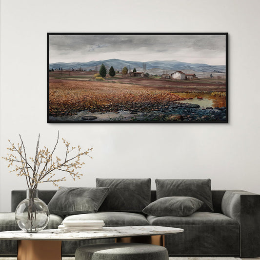 yiijeah Framed Artwork for Walls Extra Large Vintage Nature Earthy Wall Art Scenic Canvas Paintings Decor for Living Room Bedroom Entryway 48x24 Inches