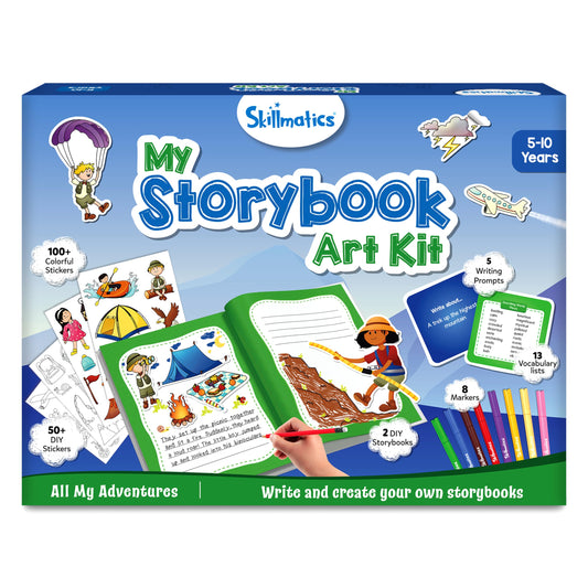 Skillmatics Storybook Art Kit - Create Adventure Stories, DIY Craft & Writing Kit with 300+ Stickers, Scrapbooking & Journal Activity, Screen-Free Fun, Gifts for Kids Ages 5, 6, 7, 8, 9, 10
