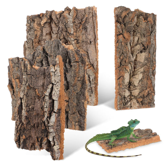 BESPORTBLE Reptile Tree Bark Hides: 4Pcs Natural Wood for Leopard Gecko Terrarium Decor, Enclosure Habitat Breeding Slabs Climbing Shelter
