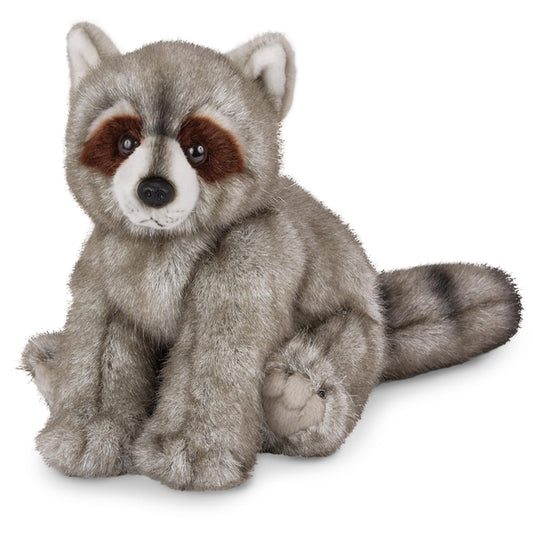 Bearington Rocko Raccoon Stuffed Animal - 13" Realistic Raccoons Plush Toys with Soft Faux Fur, Poseable Body and Bean Bag Weighted Paws - Lifelike Raccoon Plushies Gift for Kids and Animal Lovers