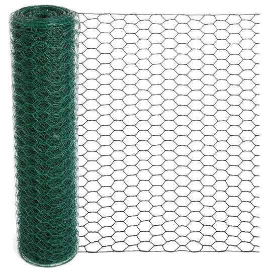 Mklsit Chicken Wire 15.7 x 315 Inches Chicken Wire Fencing Mesh Green PVC Coated Floral Chicken Wire for Crafts Poultry Garden, Hexagonal Galvanized Chicken Coop Rabbit Wire Fencing Netting