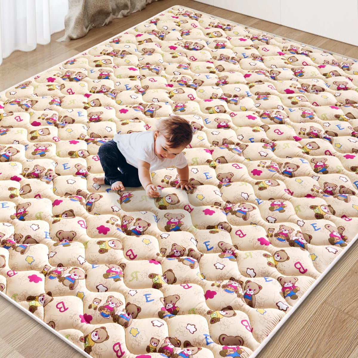 Baby Play Mat - 71" X 59",Premium Thicker Foam Machine Washable, Extra Large Anti-Slip Soft Cushioning Foam Playmats for Babies and Toddlers, Foldable Baby Crawling Mat for Playpen