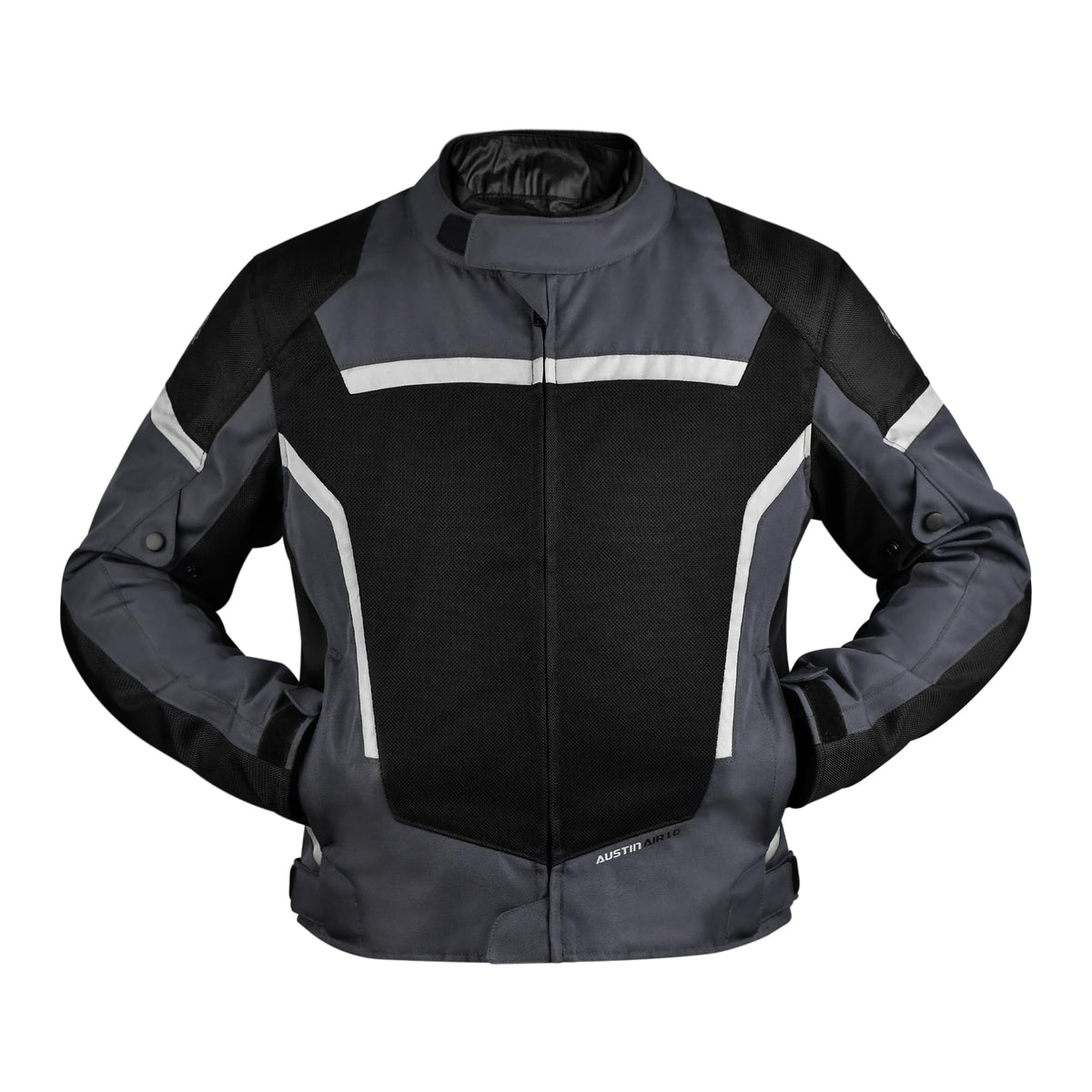 ADLER PRODUCTS Motorcycle Jacket for Men, AUSTIN AIR 1.0 Mesh Motorcycle Armor Jacket, CE Certified With Detachable Rain Liner (US, Alpha, X-Large, Regular, Regular, Gray)