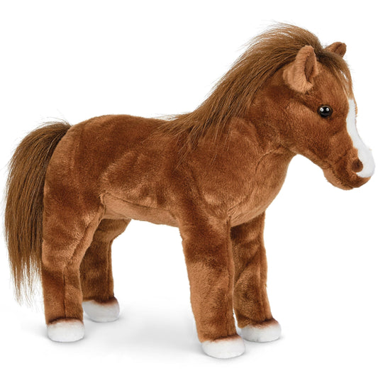 Bearington Blaze Plush Horse Stuffed Animal - 13.5" Realistic Stuffed Horses Plush Toys with Soft Brown Fur and White Hooves - Lifelike Cuddly Horse Plushies Gift for Kids, Toddlers and Animal Lovers