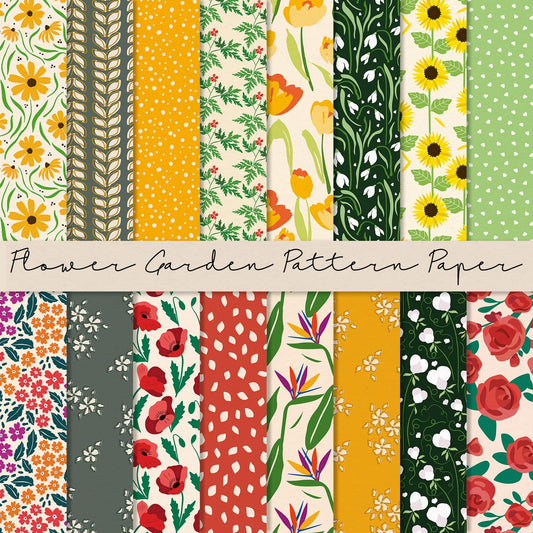 Whaline 32 Sheets Flower Gallery Garden Pattern Paper Vintage Floral Double Sided Scrapbook Specialty Paper for DIY Crafts Card Making Photo Album Decor, 11.8 x 11.8 Inch