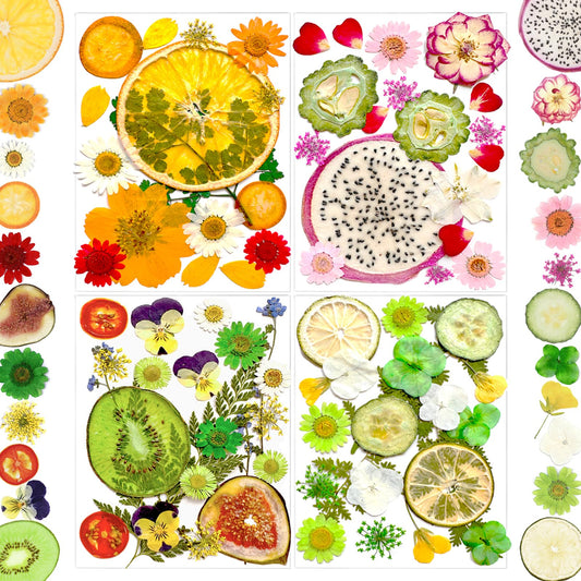 MIKIYA 75Pcs Pressed Dried Flowers Fruits for Resin Molds, Real Natural Bulk Assorted Dry Floral Leave for DIY Art Crafts, Epoxy Jewelry, Candle, Soap Making, Nails Decors Gifts
