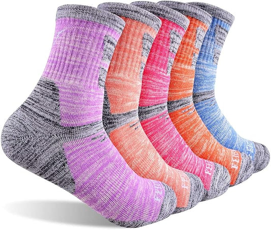 FEIDEER Hiking Walking Socks For Women, Multi-pack Outdoor Recreation Socks Moisture Wicking Crew Socks