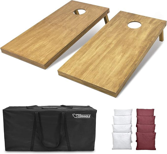GoSports 4 ft x 2 ft Regulation Size Wooden Cornhole Boards Set - Includes Carrying Case - Full Regulation Size Bean Bag Toss Boards