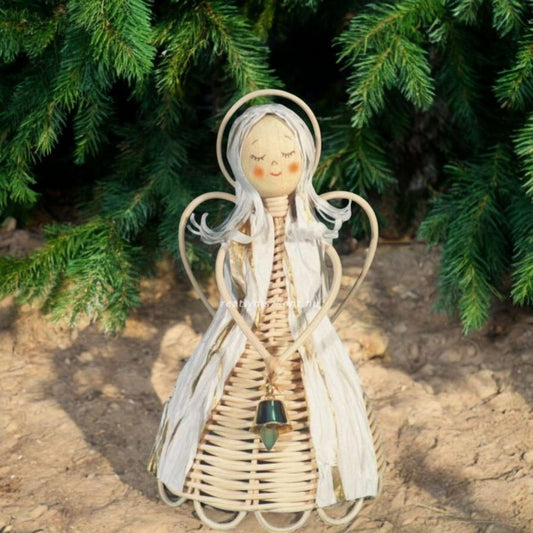 Rattan Angel Weaving Kit – DIY Basket Weaving Craft, Natural Peddig Reed, Illustrated Instructions (EN/ES), Handmade Holiday Decoration, Gift for Teens & Adults