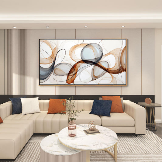 XLSJERST Modern Abstract Wall Art - Deep Spiritualism Art White And Brown Canvas Pictures Artwork Living Room Office Bedroom Wall Decor
