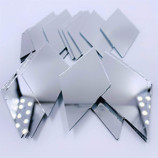 CHENRUI 3 inch (76.2 mm) Diamond Shape Mirror Mosaic Tiles Craft Mirrors 50pcs (Silver)