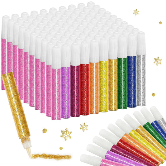 Resurhang 50 Pcs Glitter Glue Pens Bulk 10 Colors Rainbow Glue Stick for Crafts Valentine's Day Classroom Gift Back to School Supplies for DIY Arts, Projects Scrapbooking, Cards Decorating Supplies