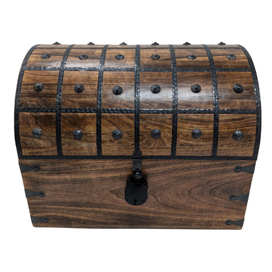 Aiden Asher Handmade Pirate Treasure Chest - Wooden Storage Box with Iron Lock & Skeleton Key - Rustic Decorative Jewelry (XXXL 21 x 15.75 x 15.75)