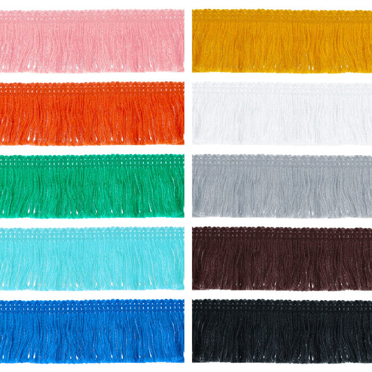 Syhood 10 Rolls 30 Yards 25 mm Wide Fringe Tassel Trim, Lace Ribbon Fringe Trim Lace for Sewing Crafts Clothing, Curtains(Colorful)