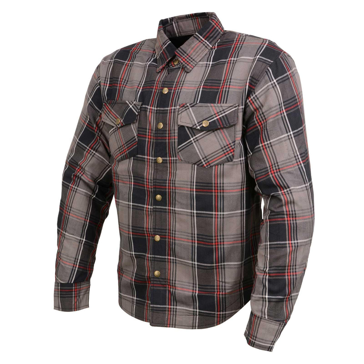 Milwaukee Leather Men's Long Sleeve Armored Flannel Shirt - Large