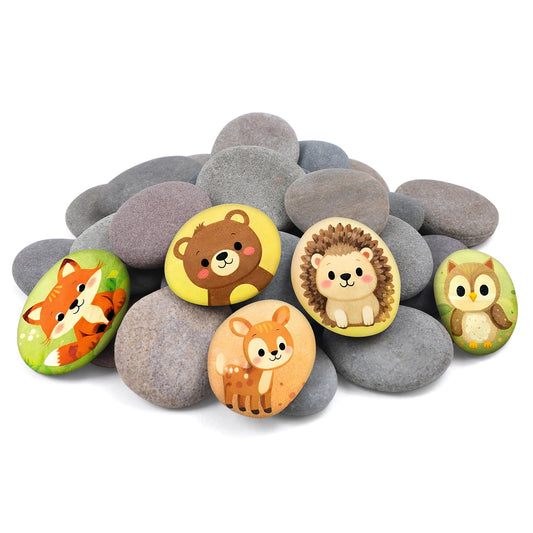 Rokraft 36 PCS Small 1.77-2.17" Smooth Natural River Rocks for Painting, Flat Painting Rocks & Craft Stones for School Art Activities, Kids Crafts & DIY Projects
