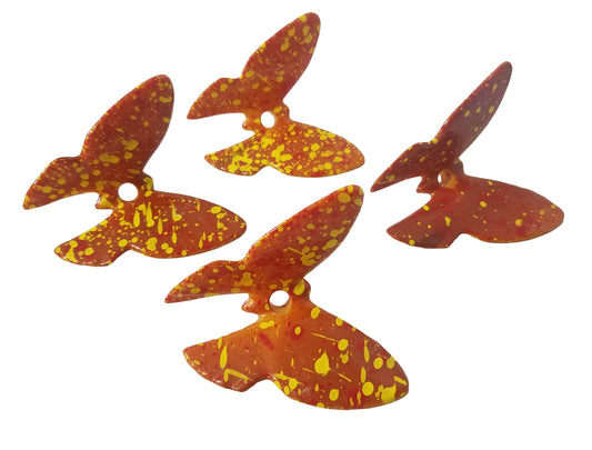 Set of 4 Autumn Speckled Plastic Butterfly Macrame Craft Beads