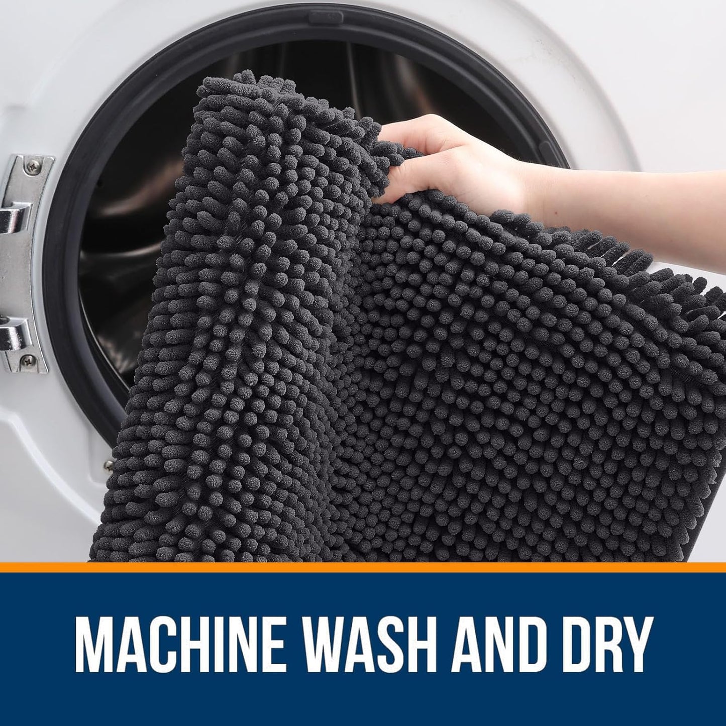 OLANLY Large Bathroom Rugs - Extra Soft Chenille Bath Mats | Quick Dry & Machine Washable - Dark Grey 50x30
