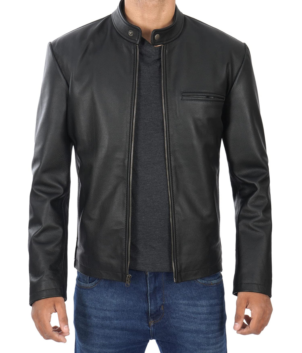 Decrum Disc Men Black Leather Jacket - Mens Leather Jacket | [12315276] Ricardo Blck Cowhide, 2XL
