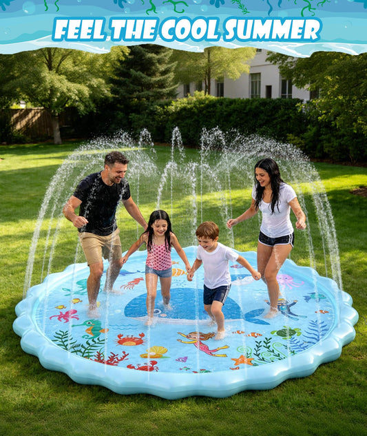 EPN Splash Pad, Extra Large Sprinkler Play Mat Fun for Kids, Thicker Summer Outdoor Water Toys Toddler Pool for 3-12 Years Old Children Boys & Girls (102.3")