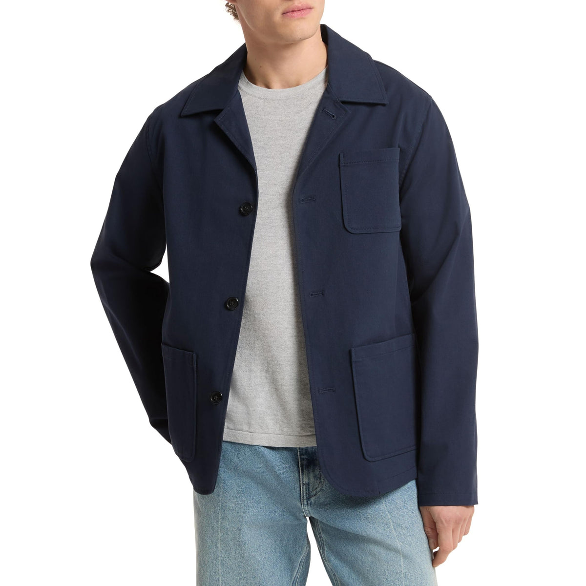 Michael Kors Men's Cotton Linen Chore Coat, Midnight, X-Large
