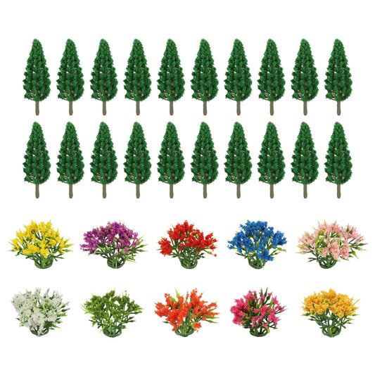 Gallipower 70pcs Model Trees 1.57-2.55" Mixed Diorama Model Tree Colourful Flower Trees Grass Architecture Mini Trees for Crafts Building Model Railway Scenery Landscape Supplies (Style 03)