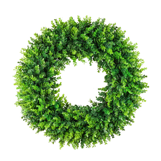 DDHS Large Boxwood Wreath Front Door 24'' Artificial Spring Wreaths for Front Door Farmhouse Wedding Green Year Round Indoor Outdoor for Summer Wreath st Patrick's Day Decoration -(Hello Sign)