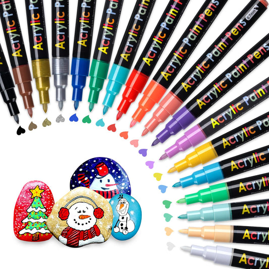JR.WHITE Extra Fine Tip Acrylic Paint Pens Markers Set of 18: 0.7mm Fine Tip for Easter Eggs Decorating, Rock Painting, Glass, Wood, Ceramic – Easter Crafts, Scrapbooking Supplies, Drawing Art Crafts
