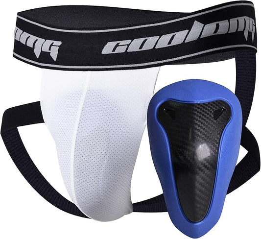 COOLOMG MMA Jock Straps with Cup for Men Adult 4-Straps Athletic Supporters with Groin Cup for BJJ Boxing Muay Thai Wrestling
