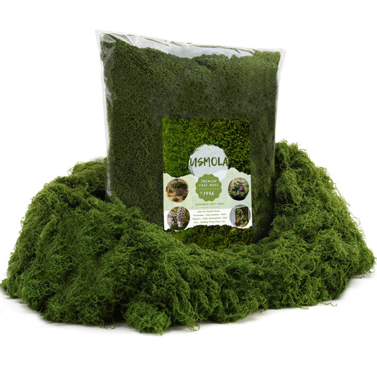USMOLA 1.5LB Bulk Moss for Decorating - Fake Moss for Crafts, Potted Plants, Fairy Gardens, Terrariums & Wedding Displays | Natural Look Faux Grass (Dark Green)