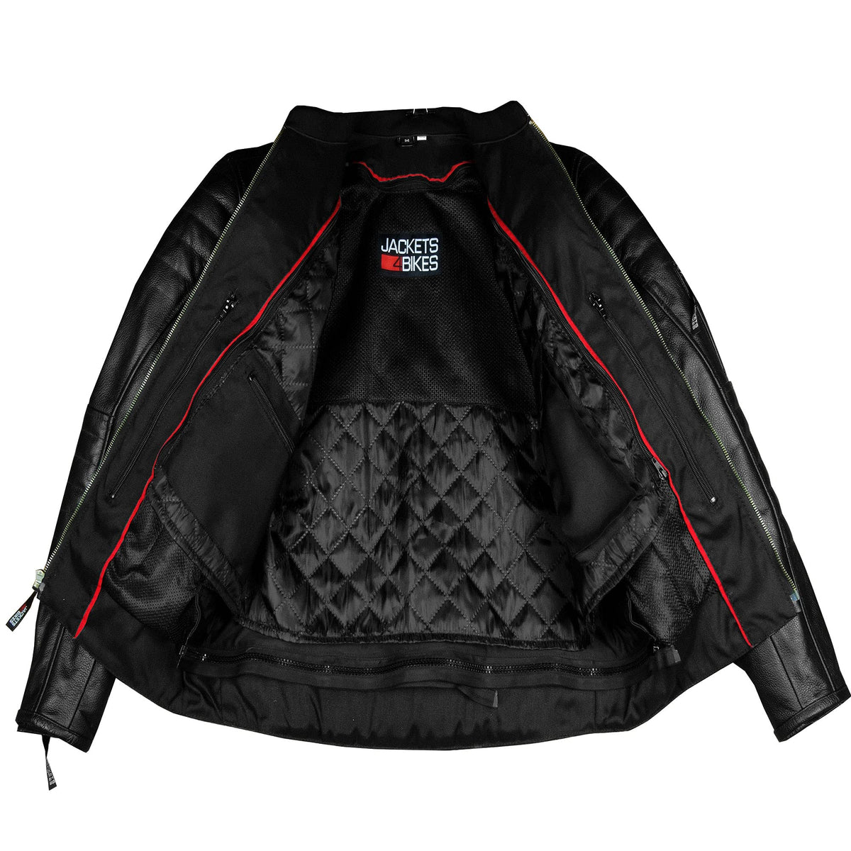 REVOLT Men's Motorcycle Jacket, Natural Buffalo Leather, CE Armor - Ventilation, Cruiser Motorbiker Touring Biker Black XXL