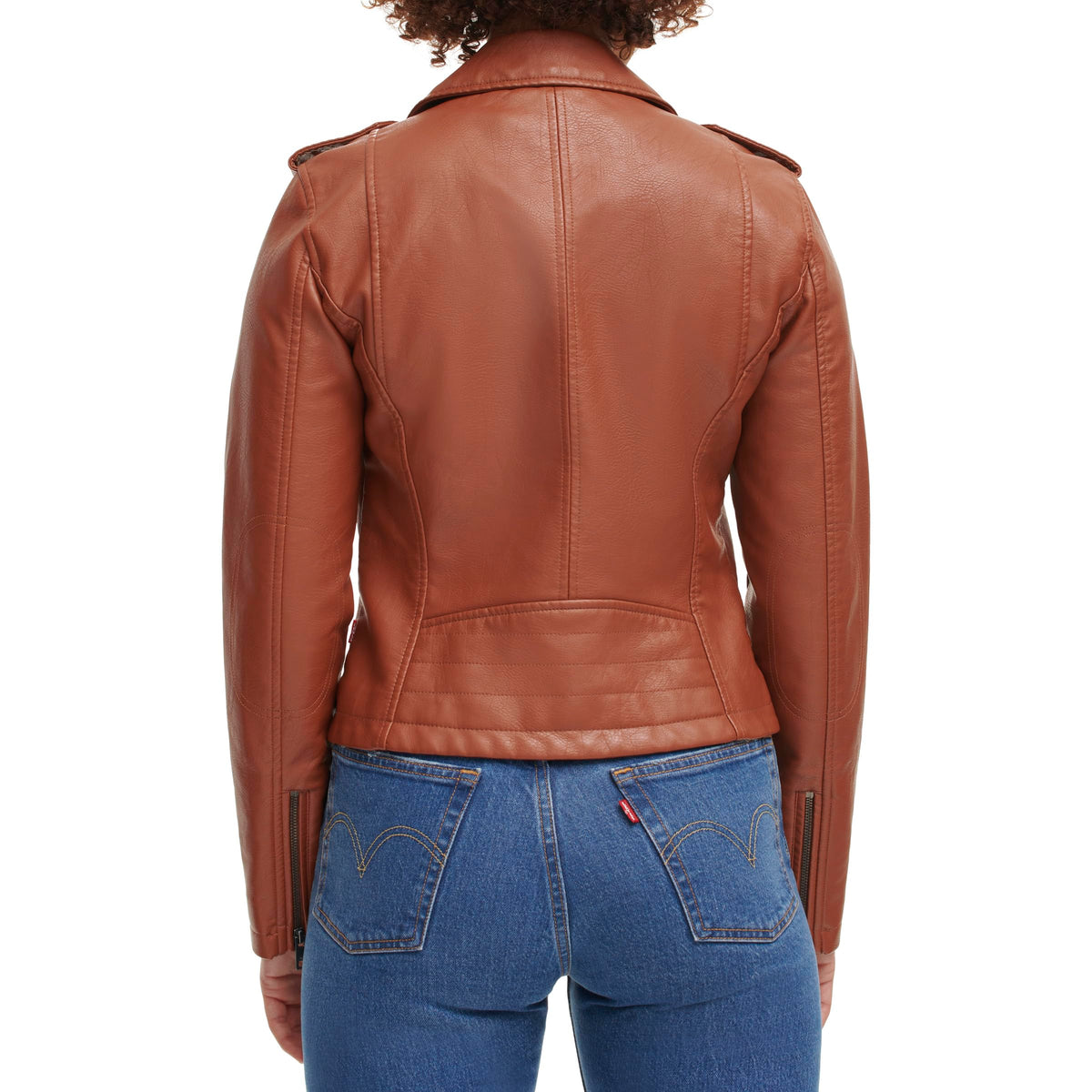 Levi's Women's Faux Leather Jacket, Camel Brown, Medium