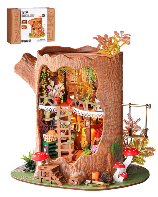 Rolife DIY Miniature House Kit for Adults, Mini Wooden Dollhouse Kit, Tiny House Diorama Building Kits-Birthday Christmas Craft Hobbies Gift for Teens Kids (Fairytale Tree House)