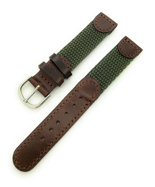 16mm Canvas Nylon Leather Watch Band (green)
