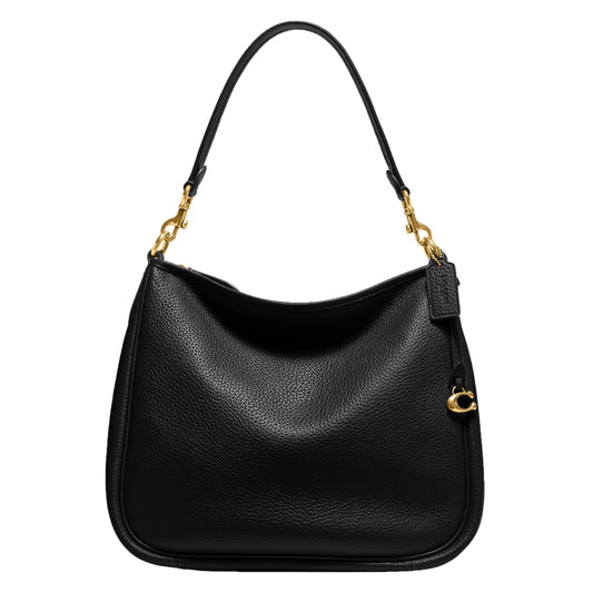 COACH Soft Pebble Leather Cary Shoulder Women’s Leather Bag - Zippered Closure - Exterior Back Pocket Black One Size One Size